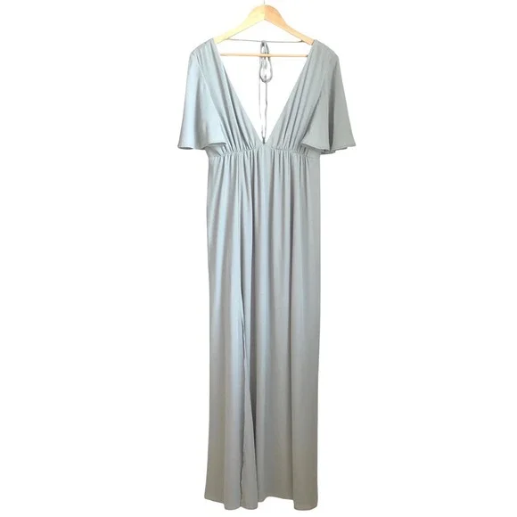 SHOW ME YOUR MUMU Faye Flutter Maxi‎ Dress SZ L Sage Green Bridesmaid Fairy Boho - Picture 10 of 10